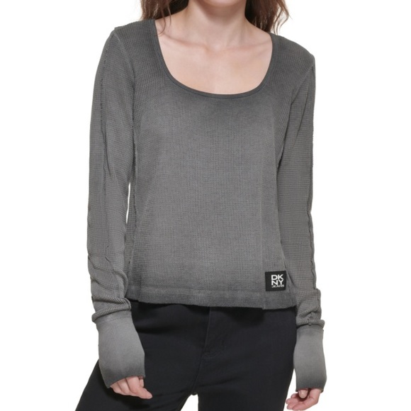 Dkny Jeans Square-Neckline Top, Charcoal Grey, Size: XXS - Picture 1 of 1